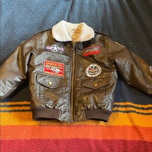 Brown Bomber Jacket with Patches